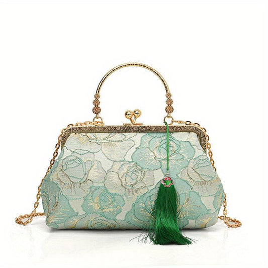 Hanfu Flower Embroidery Crossbody Bag Chinese Style Chain Purses