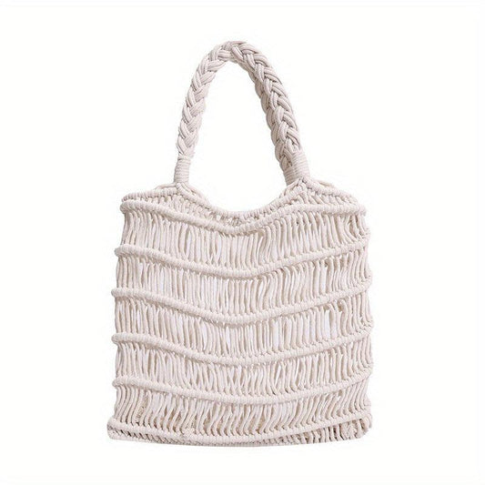 Hollow Knitted Hobo Bag Large Capacity Shoulder Handbag Summer Beach Travel