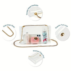 Transparent Crossbody Bag Mini Chain Shoulder Clear Stadium Approved Bag