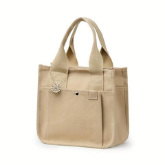 Canvas Tote Bag For Women Portable Lunch Box Bag Layer Handbags