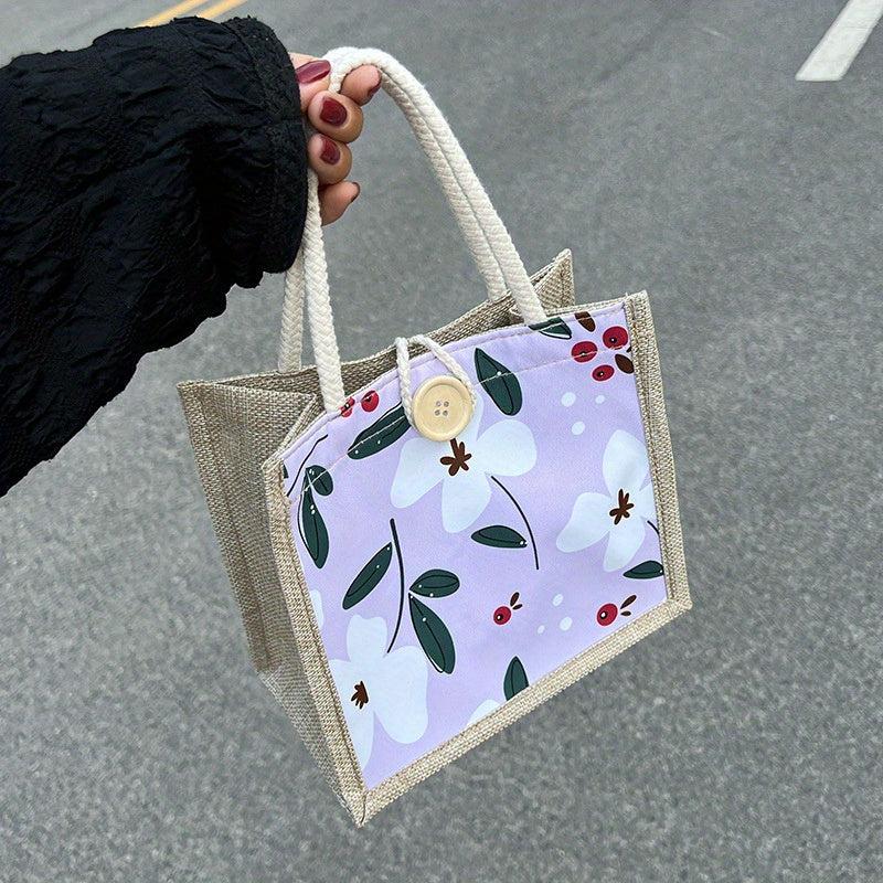 Flower Durable Handbag Lightweight Lunch Bag For Women