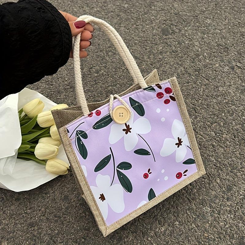 Flower Durable Handbag Lightweight Lunch Bag For Women