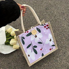 Flower Durable Handbag Lightweight Lunch Bag For Women