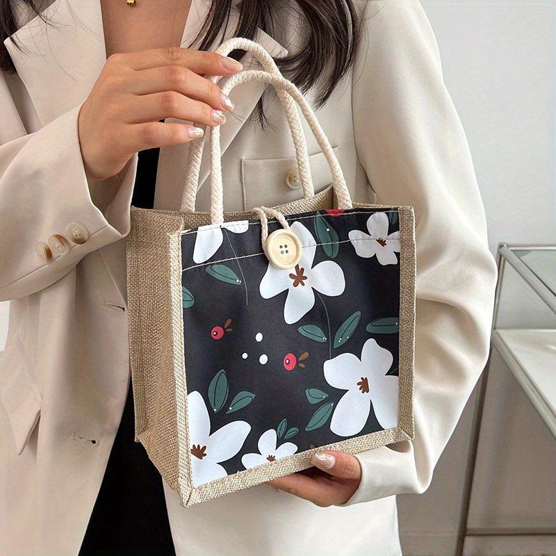 Flower Durable Handbag Lightweight Lunch Bag For Women