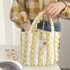 Stripes Graphic Lunch Bag Double Handle Zipper Bento Bag
