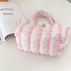Stripes Graphic Lunch Bag Double Handle Zipper Bento Bag