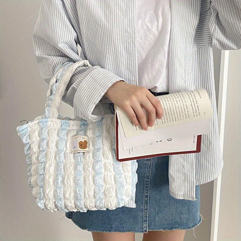 Stripes Graphic Lunch Bag Double Handle Zipper Bento Bag