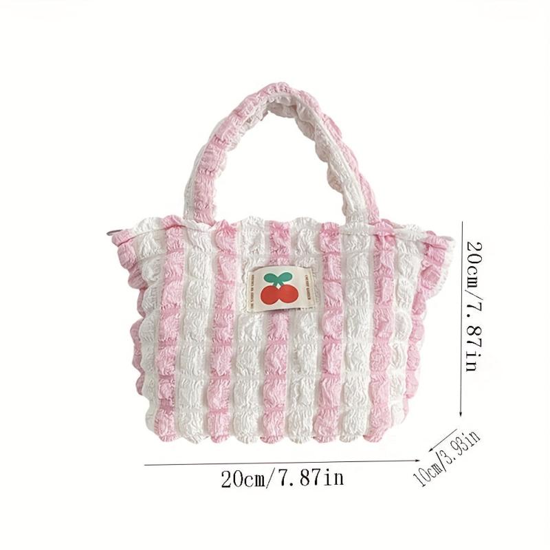 Stripes Graphic Lunch Bag Double Handle Zipper Bento Bag