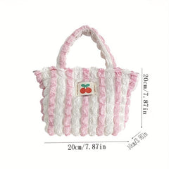 Stripes Graphic Lunch Bag Double Handle Zipper Bento Bag