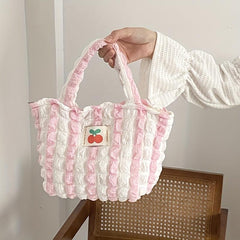 Stripes Graphic Lunch Bag Double Handle Zipper Bento Bag