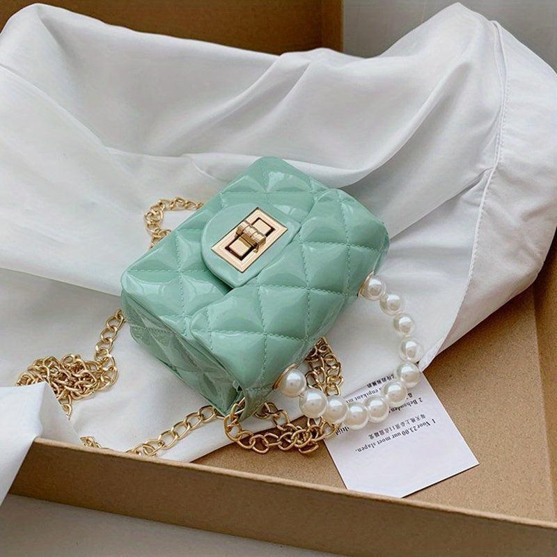 Waterproof Argyle Embossed Shoulder Bag Solid Mini Handbag