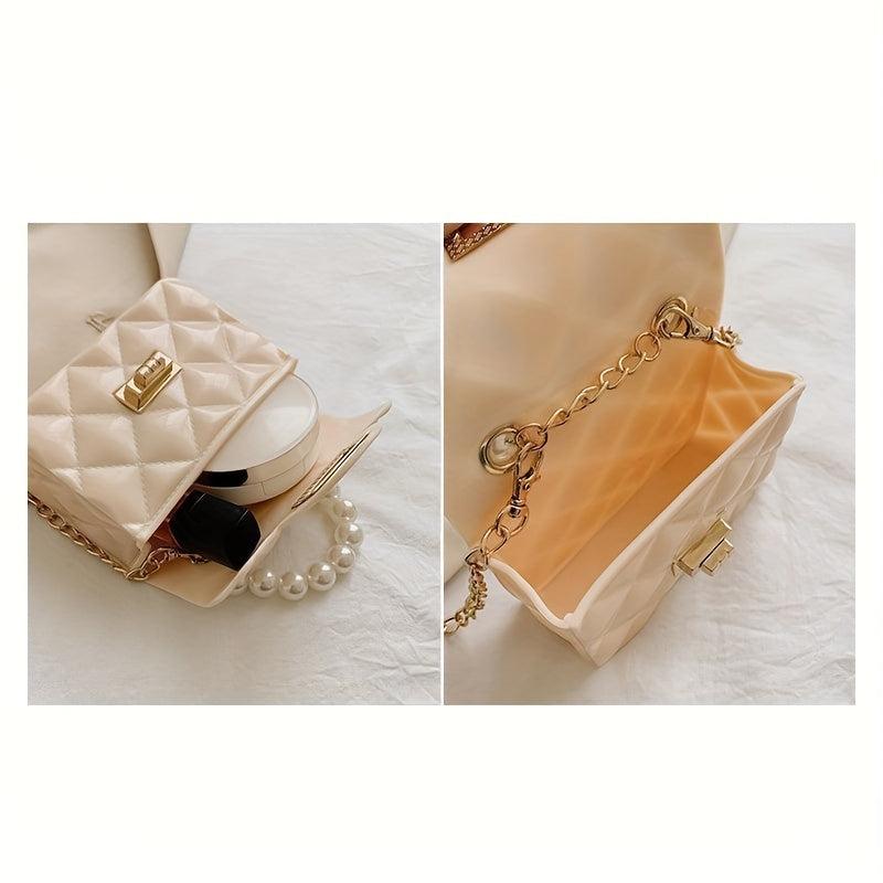 Waterproof Argyle Embossed Shoulder Bag Solid Mini Handbag