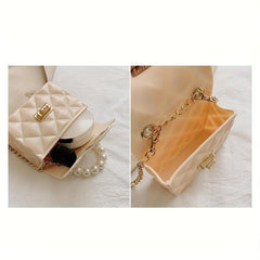 Waterproof Argyle Embossed Shoulder Bag Solid Mini Handbag
