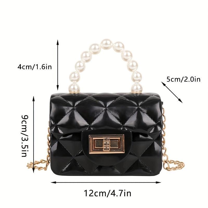 Waterproof Argyle Embossed Shoulder Bag Solid Mini Handbag