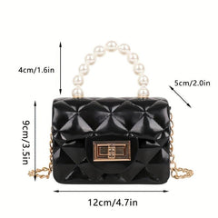 Waterproof Argyle Embossed Shoulder Bag Solid Mini Handbag