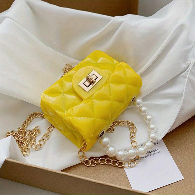 Waterproof Argyle Embossed Shoulder Bag Solid Mini Handbag