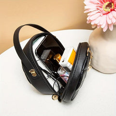 Argyle Quilted Mini Shoulder Bag with Metal Chain Zipper