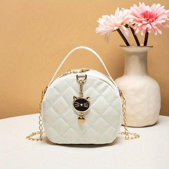 Argyle Quilted Mini Shoulder Bag with Metal Chain Zipper