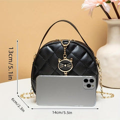 Argyle Quilted Mini Shoulder Bag with Metal Chain Zipper