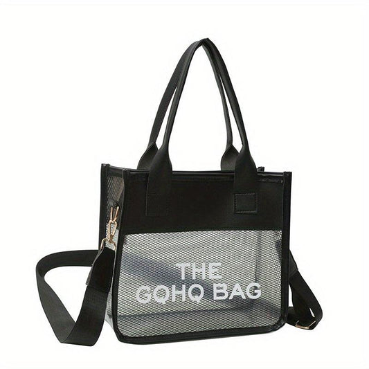 Stylish Transparent Tote Bag Letter Graphic Crossbody Women's Handbag