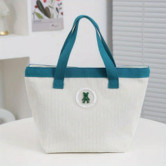 Large Capacity Corduroy Lunch Bag for Women