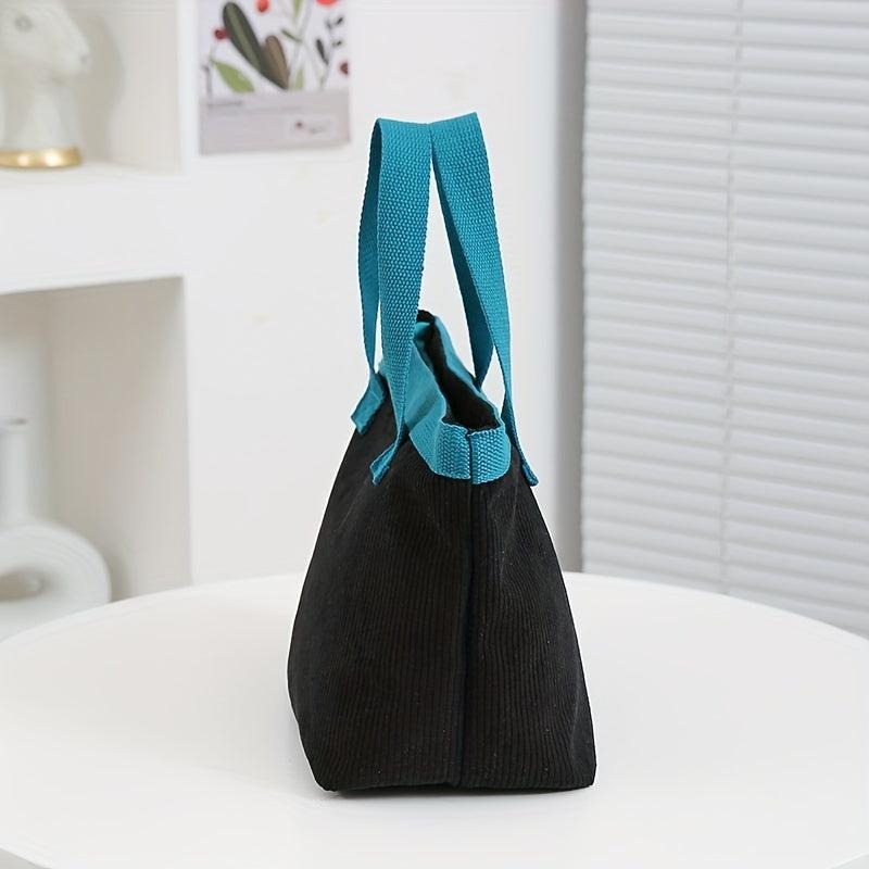 Large Capacity Corduroy Lunch Bag for Women