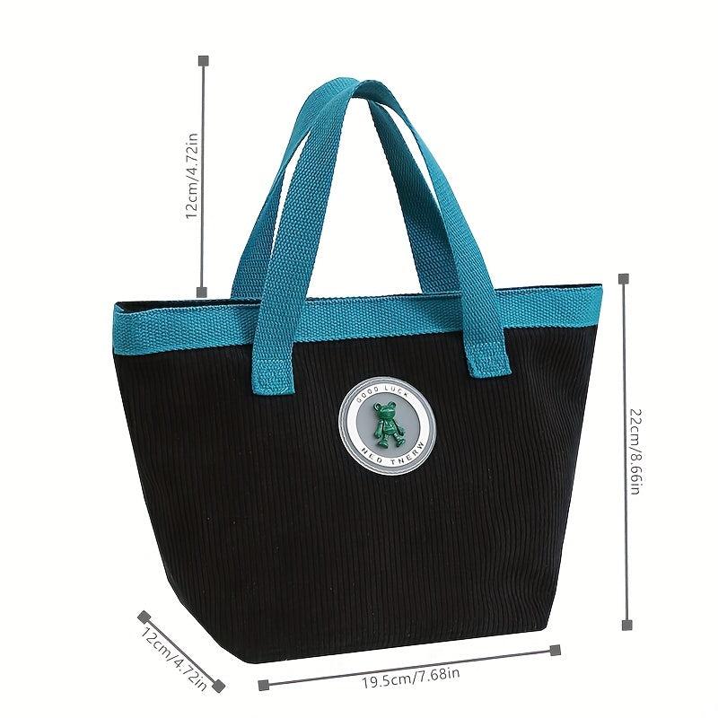 Large Capacity Corduroy Lunch Bag for Women