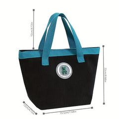 Large Capacity Corduroy Lunch Bag for Women