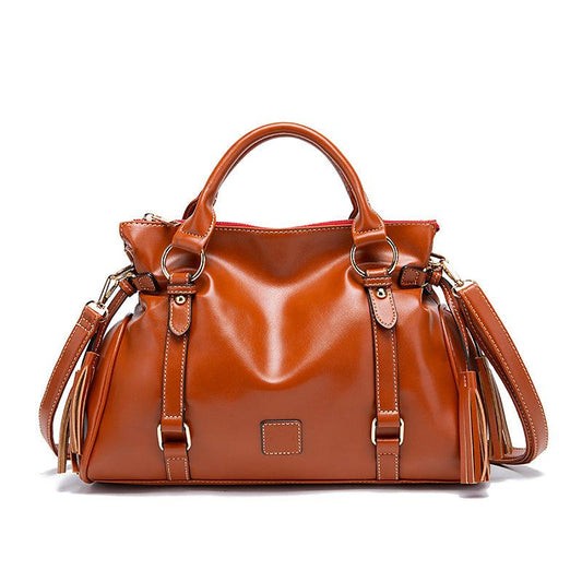Classic Faux Leather Tassel Handbag Women's Tote Bag