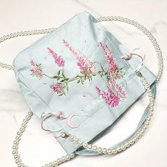 Chinese Style Drawstring Bag Floral Embroidered Bucket Bag Crossbody Purse