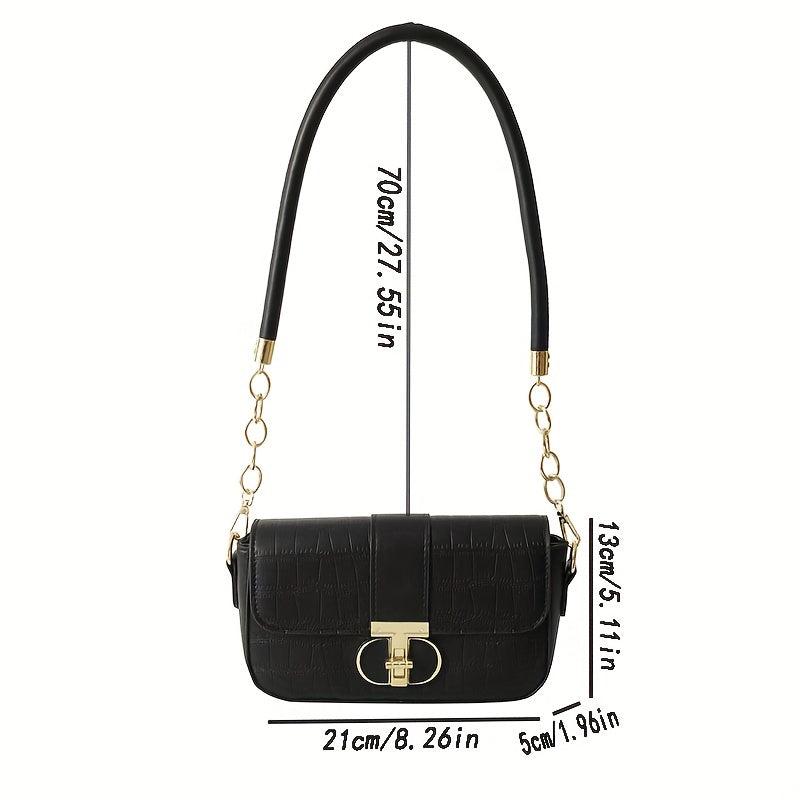Stone Pattern Flap Underarm Bag PU Leather Textured Bag Purse