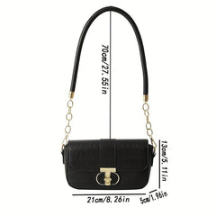 Stone Pattern Flap Underarm Bag PU Leather Textured Bag Purse