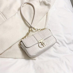 Stone Pattern Flap Underarm Bag PU Leather Textured Bag Purse