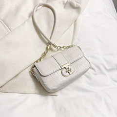 Stone Pattern Flap Underarm Bag PU Leather Textured Bag Purse