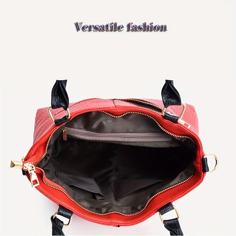 Crocodile Pattern Tote Bag Clutch Set Large Capacity Shoulder Bag