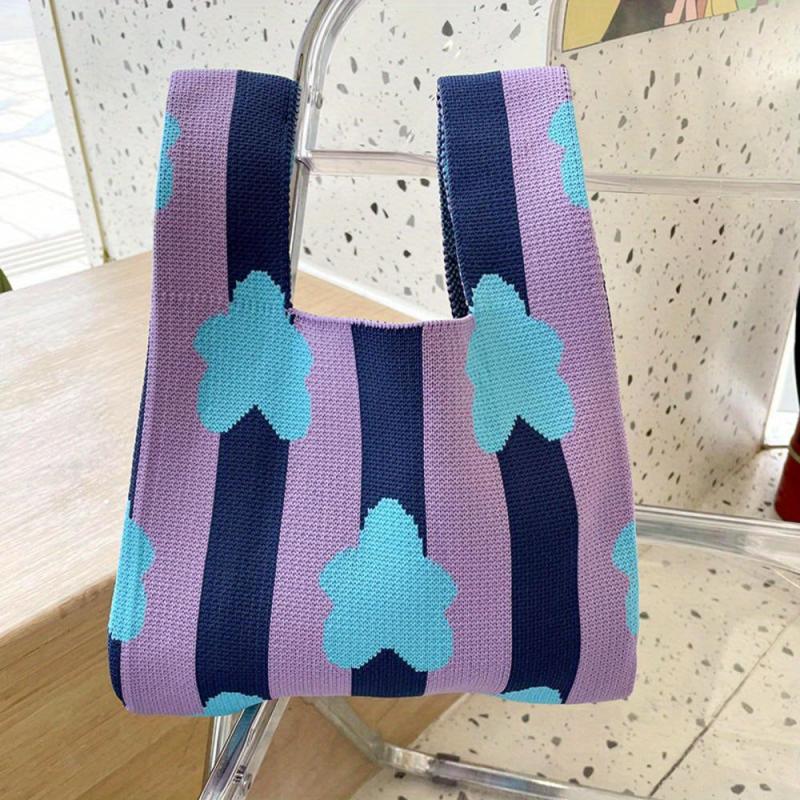 Knitted Shoulder Bag Large Capacity Handbag Portable Storage Bag