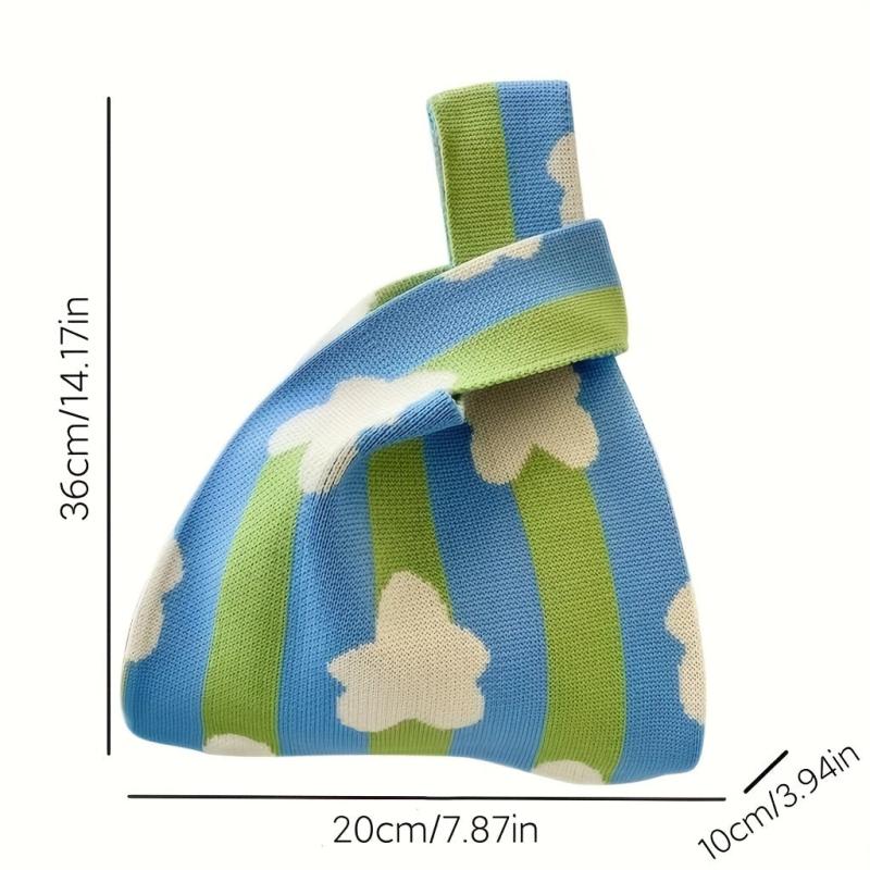 Knitted Shoulder Bag Large Capacity Handbag Portable Storage Bag