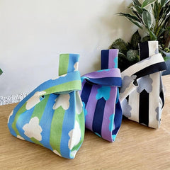 Knitted Shoulder Bag Large Capacity Handbag Portable Storage Bag