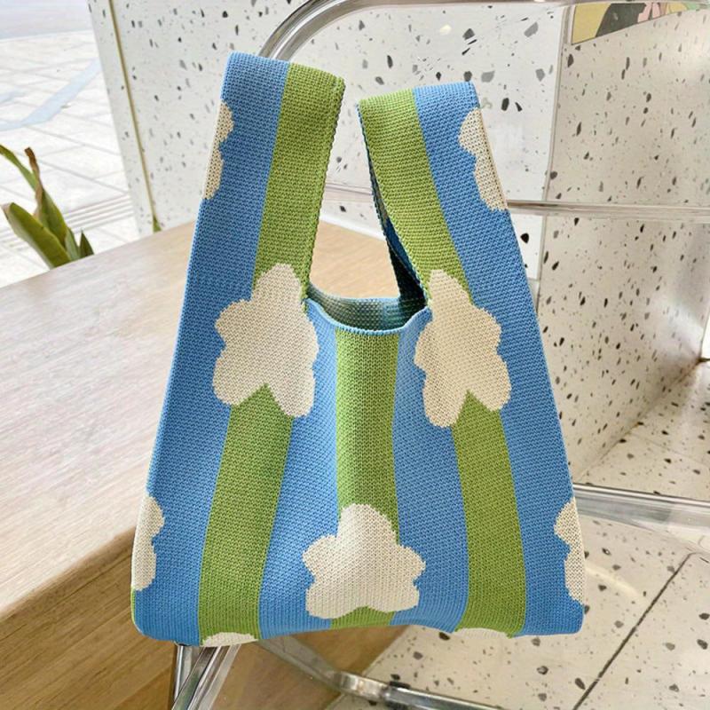 Knitted Shoulder Bag Large Capacity Handbag Portable Storage Bag
