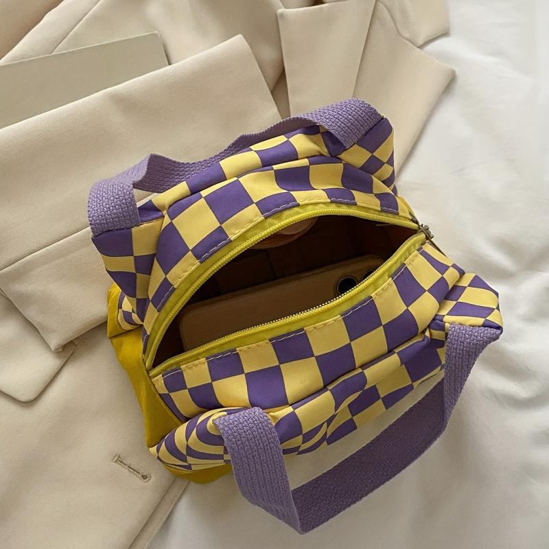 Colorblock Plaid Lunch Bag for Work & School