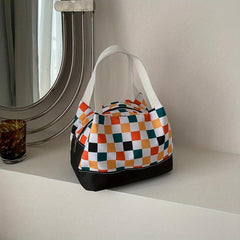 Colorblock Plaid Lunch Bag for Work & School