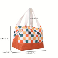 Colorblock Plaid Lunch Bag for Work & School