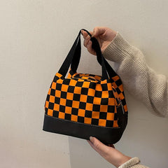 Colorblock Plaid Lunch Bag for Work & School