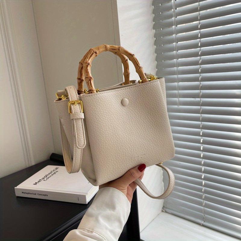 Bamboo Handle Satchel Crossbody Bag Classic Shoulder Bag