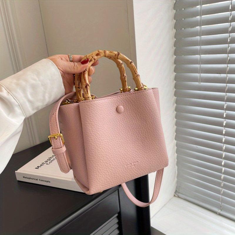 Bamboo Handle Satchel Crossbody Bag Classic Shoulder Bag