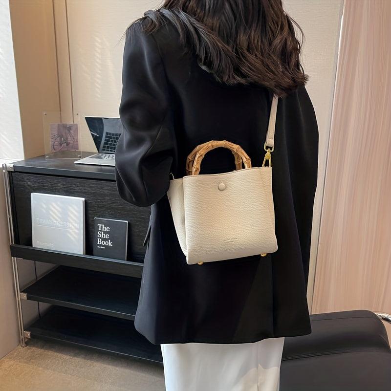 Bamboo Handle Satchel Crossbody Bag Classic Shoulder Bag