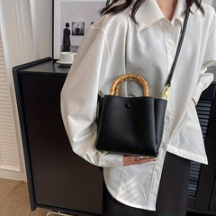 Bamboo Handle Satchel Crossbody Bag Classic Shoulder Bag