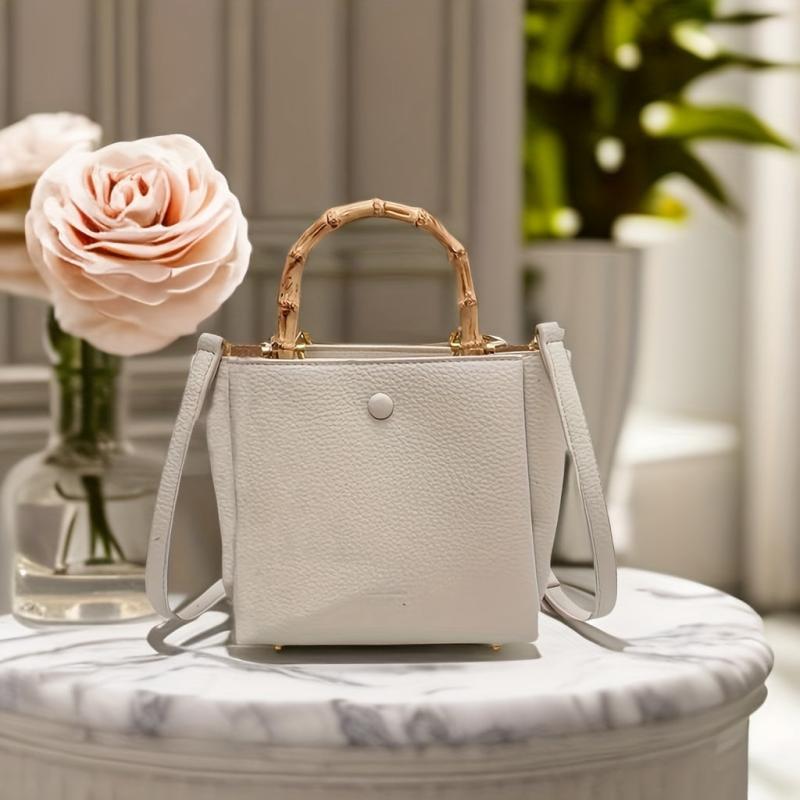 Bamboo Handle Satchel Crossbody Bag Classic Shoulder Bag