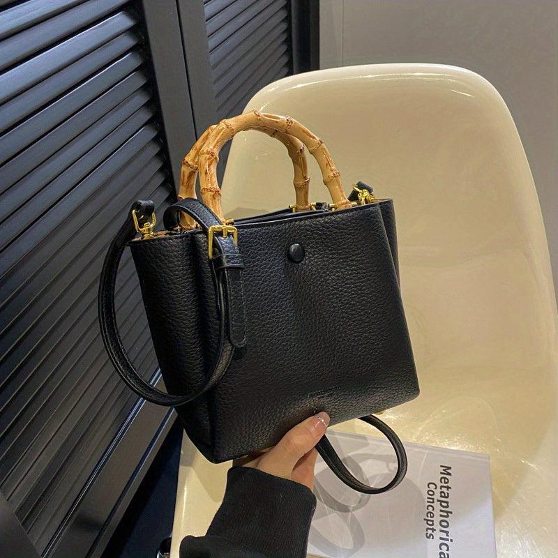 Bamboo Handle Satchel Crossbody Bag Classic Shoulder Bag