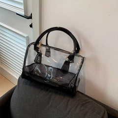 Small Top Handle Transparent Toiletry Bag Waterproof Storage Tote